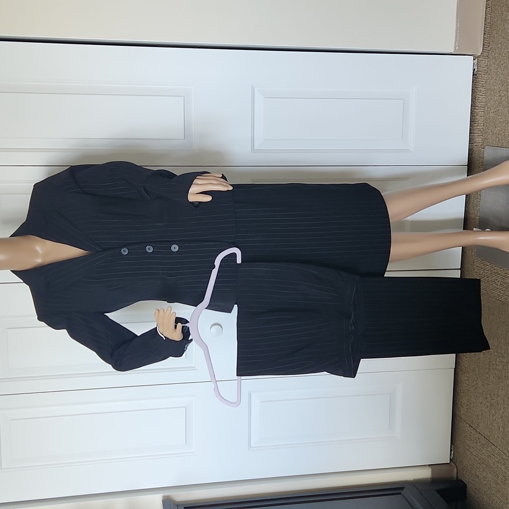 Sicari CollectionThree Piece Pinstripe  Black Suit size 4